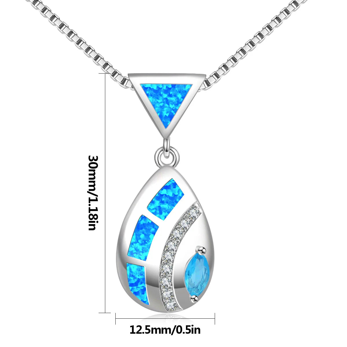 Elegant Teardrop Shape Necklace Aobao Inlaid Pendant Fashion Jewelry
