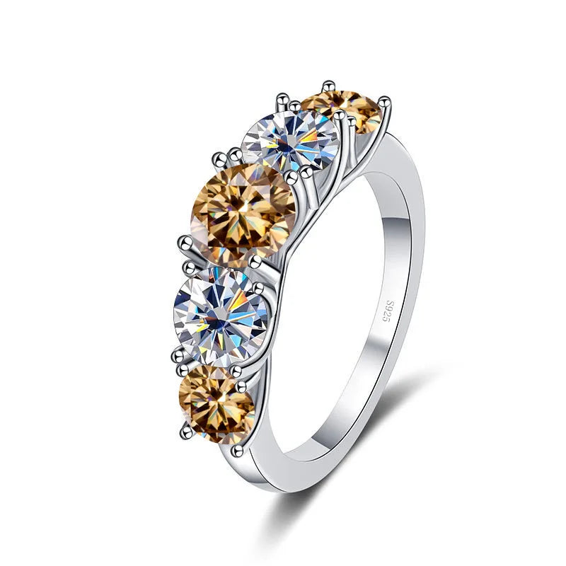 Fine 3.6CT VVS1 D Moissanite Row Rings 925 Sterling Silver Jewelry Pass Diamond Tester Colored Moissanite Rings for Women