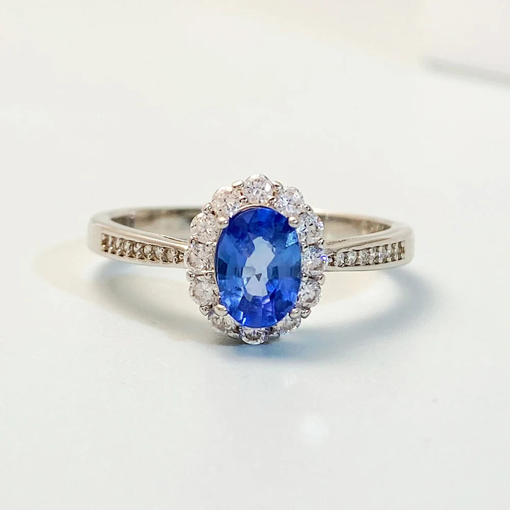 Gioiellieri Natural Tanzanite Ring for Engagement with 925 Sterling Silver December Birthstone Blue Gemstone Fine Jewelry Luxury Wedding