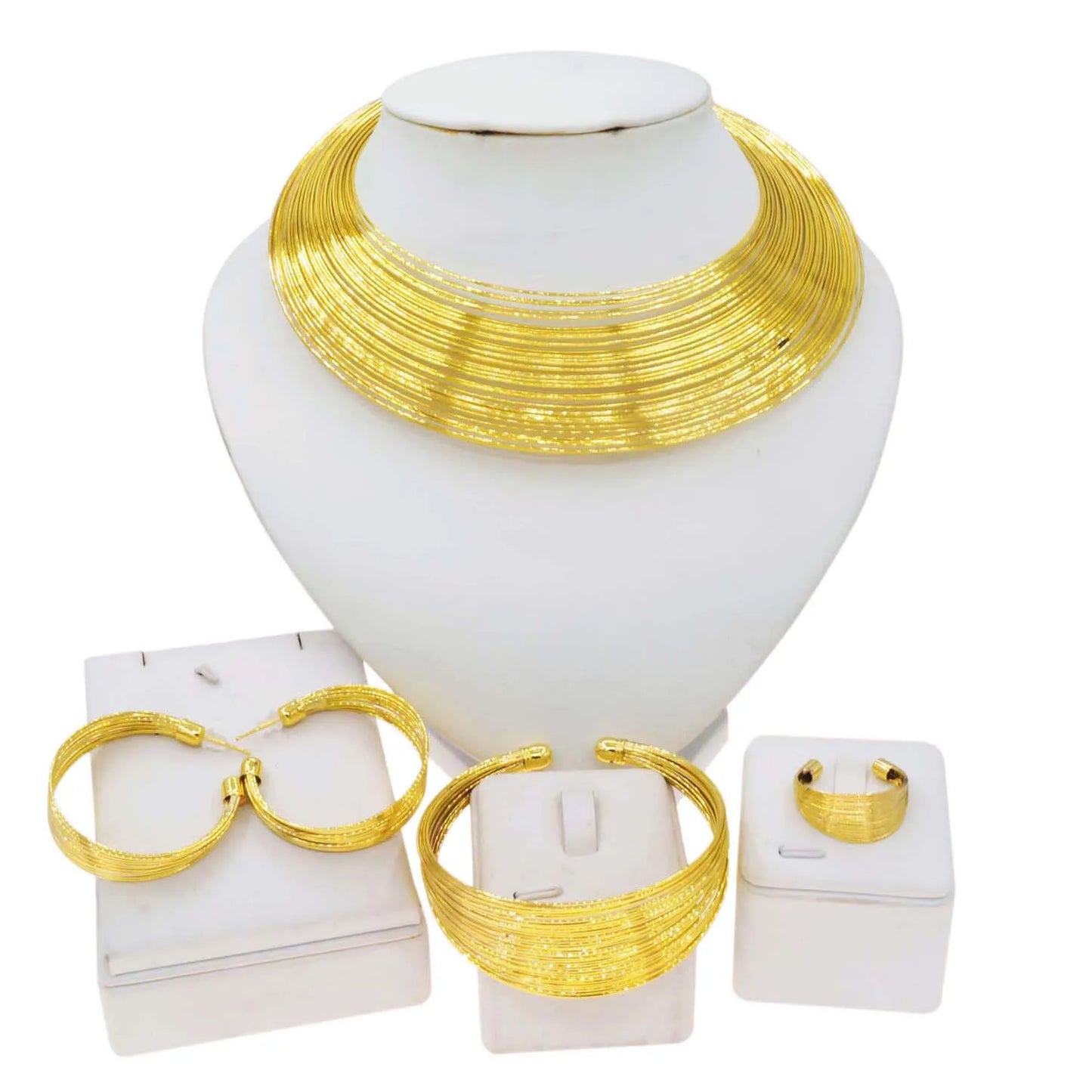 Zhuerrui Electroplated Jewelry Women's Jewelry Set Simple Fashion Necklace Bracelet Jewelry Sets Bridal Wedding Party HA20051