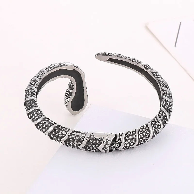 KALEN Unisex Fashion  Stainless Steel Snake Cuff Bangle Bracelet With Spring Clasp