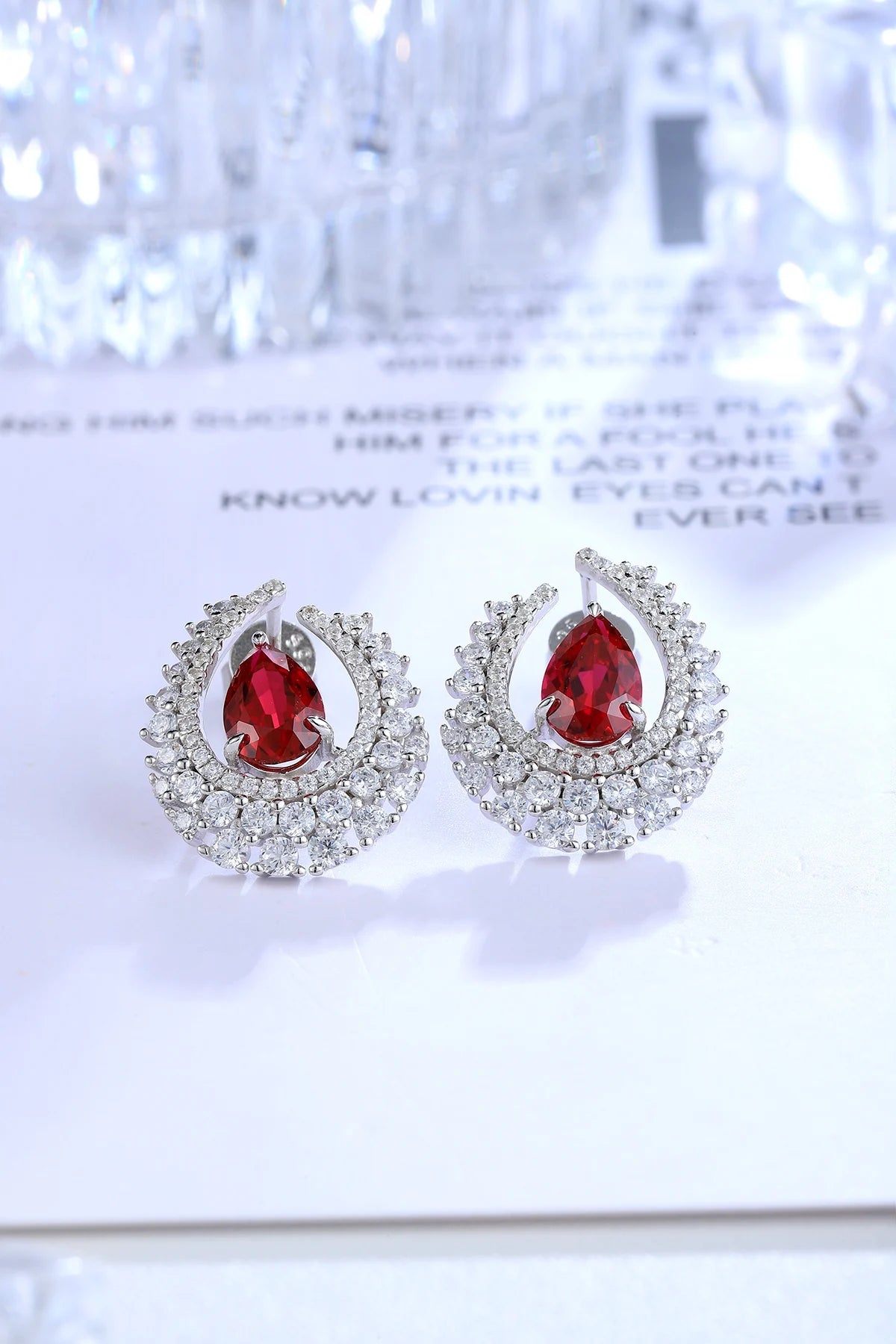 Gemfiori Anster High Quality S925 Lab Grown Ruby Earring Stud Dainty Gemstone Stud Earrings for Women Daily Wear Gift
