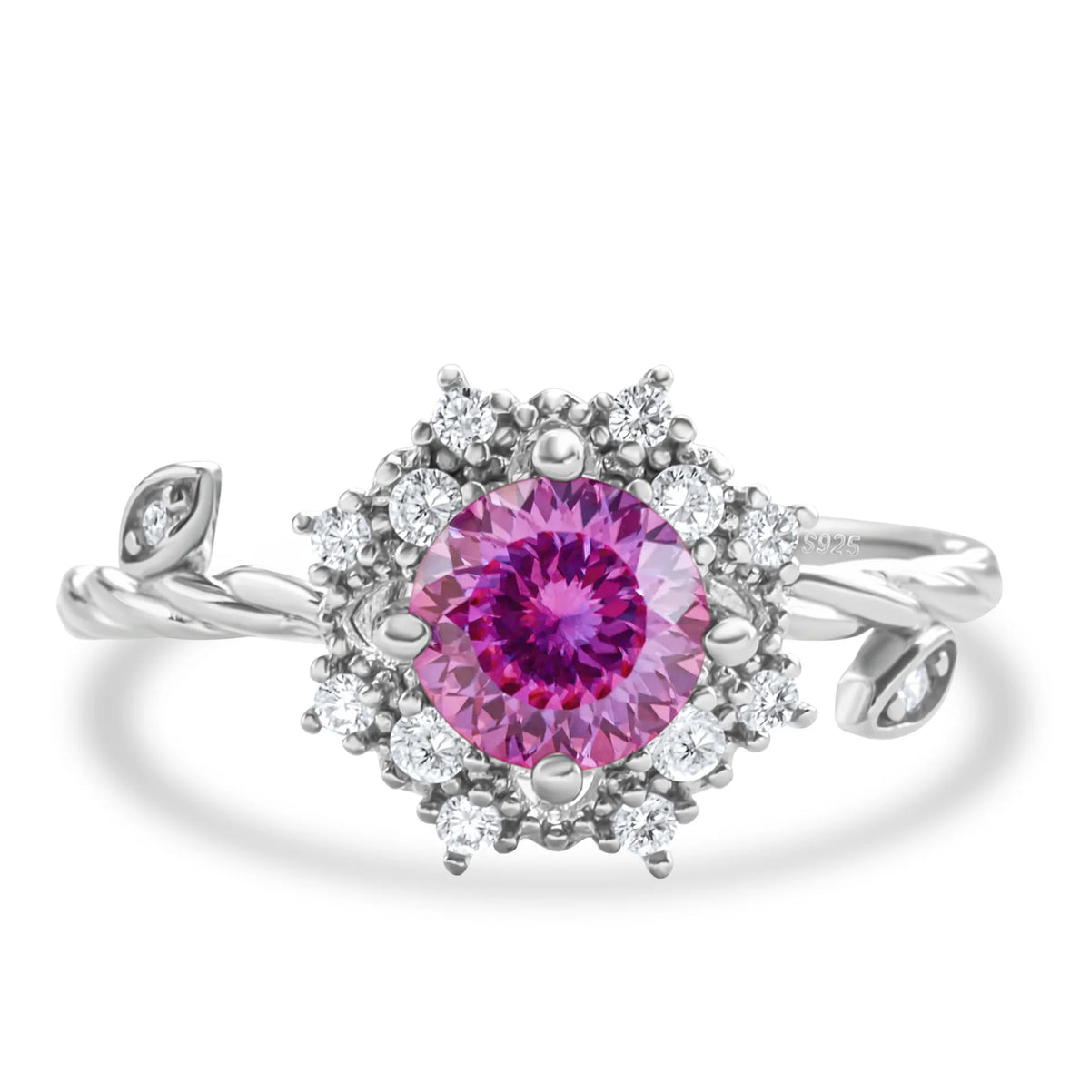 ArtistA Popular Fashion Jewelry 925 Sterling Silver Brilliant Round Cut 1CT VVS GRA Colored Moissanite Flower Rings for Women
