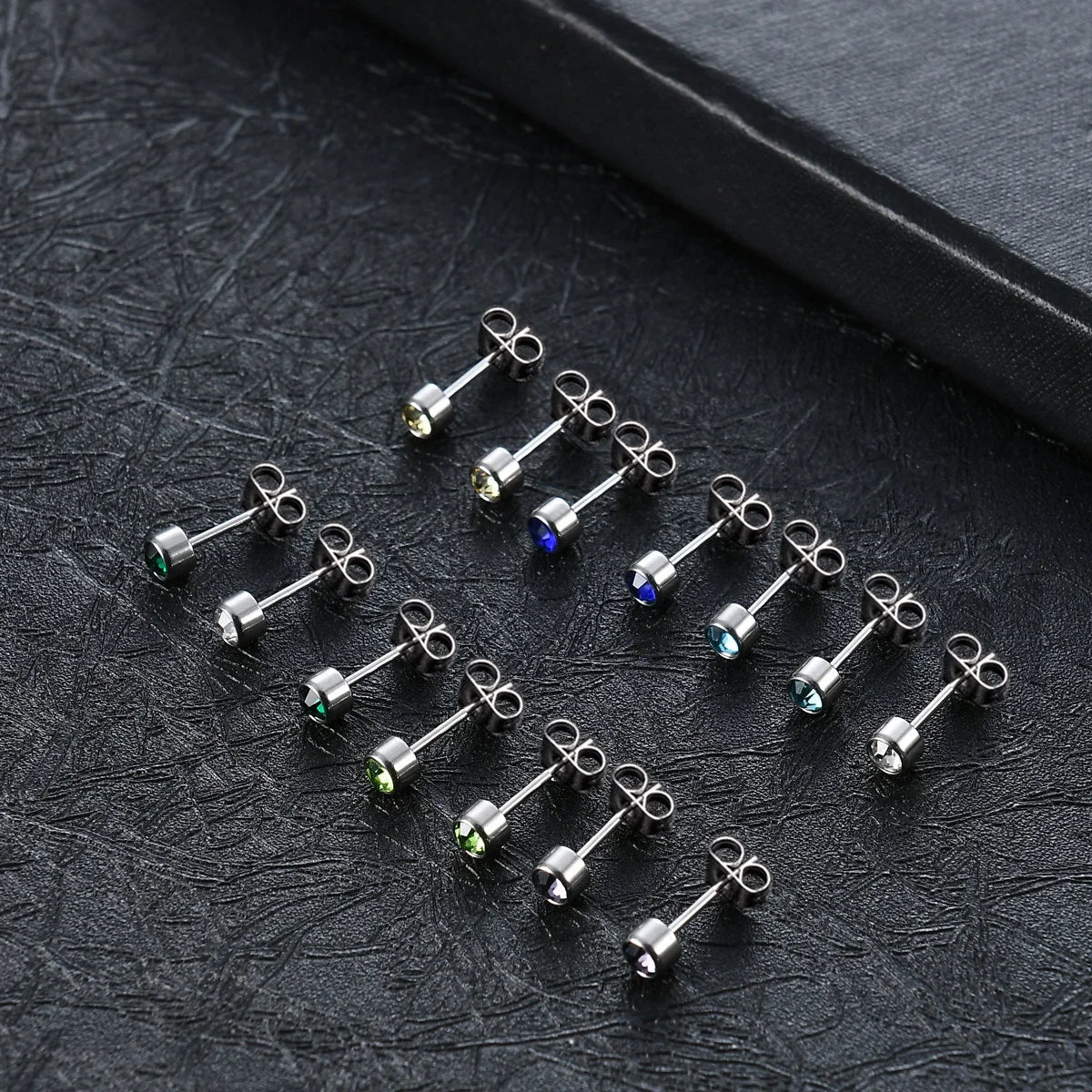 New style multiple earrings shiny and colorful zircon stainless steel earrings set factory direct sale