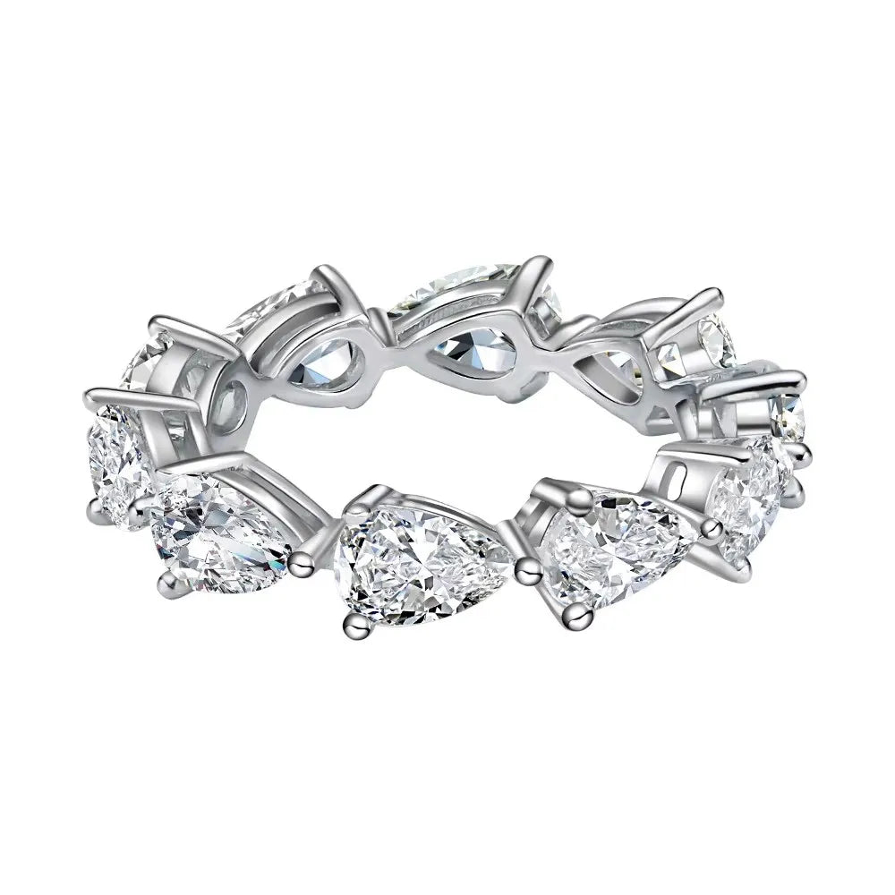 MuShan Jewelry FactoryNew 4 * 6 Water Drop Ring Set with 8A High Carbon Diamond 925 Silver Diamond Ring High End Silver Jewelry