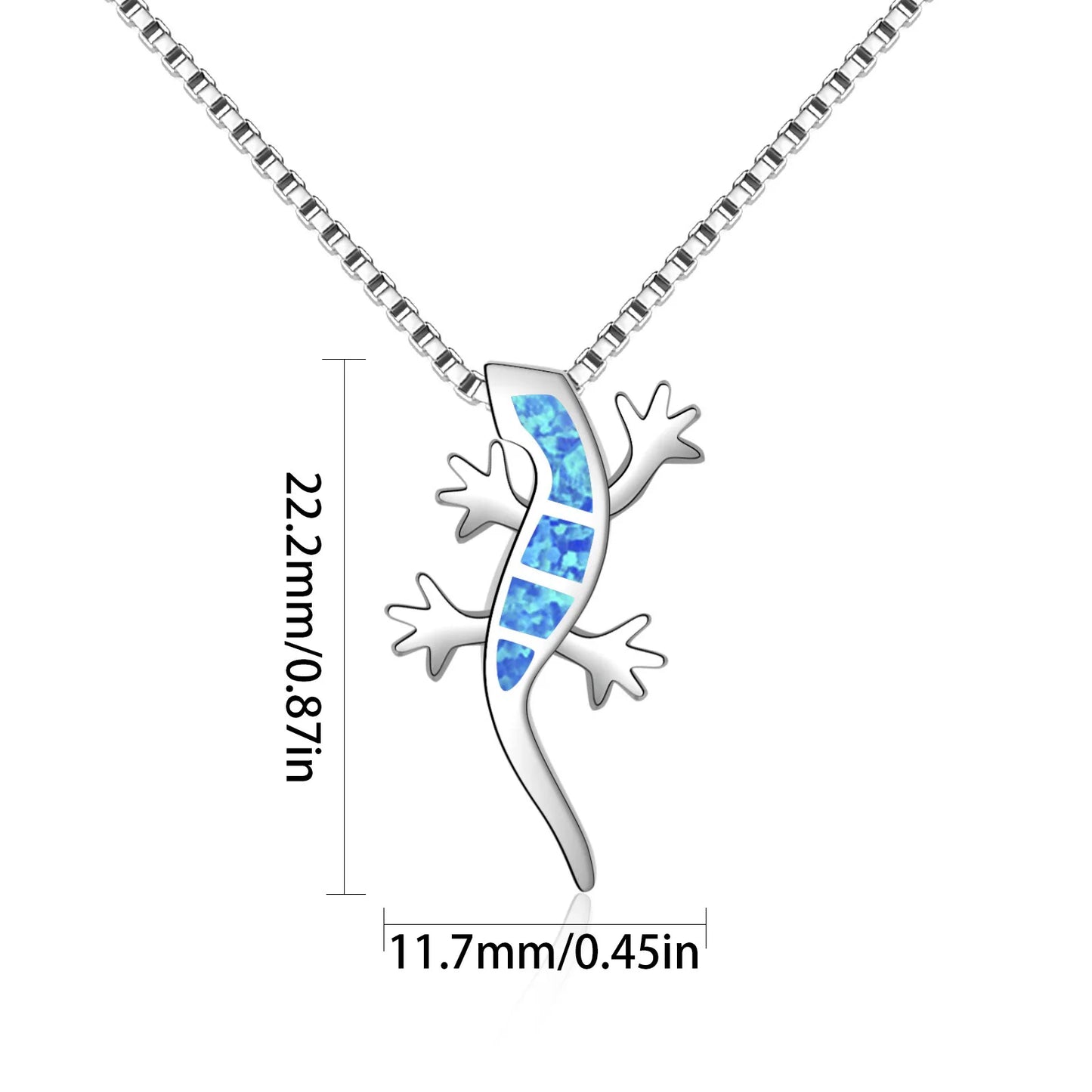Tiktok Ins Trending Opal Lizard Necklace - Blue Fire Opal Statement Jewelry Wholesale for Fashion Brand
