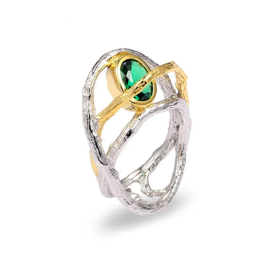 Turkey Style Handmade 925 Sterling Silver Green Spinel Ring