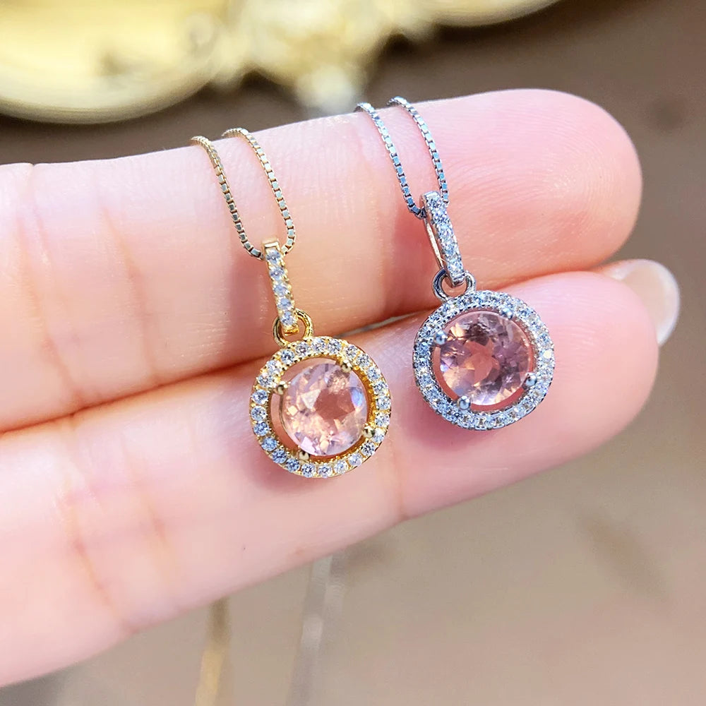 Gioiellieri Natural Colored Tourmaline Pendant High-End Women's Necklace and Bracelet Set Clavicle Chain