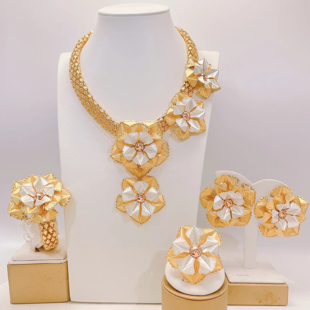 Zhuerrui High Quality Brazilian Gold Jewelry Set Necklace Bracelet Chain Jewelry Set Italian Gold Plated Jewelry Sets HS2500225