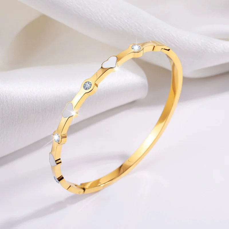 REBEL Stainless Inoxydable Stainless Steel 18K Gold Plated Roman Women Fashion Jewelry Bracelets Bangles