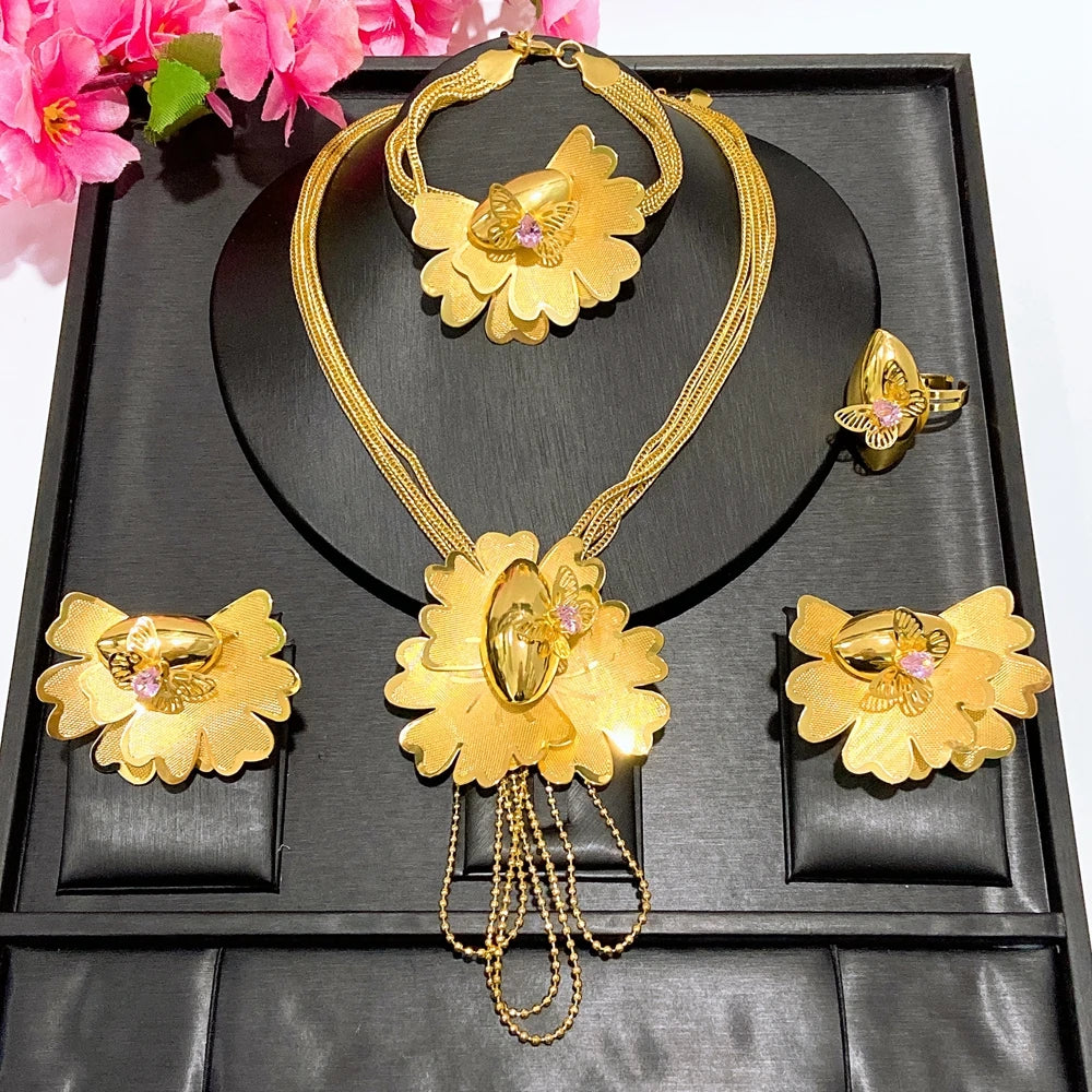 Italian Jewelry Set Alloy Brazilian Jewelry Sets Wedding Party Pendant Necklace  Earrings Jewelry Set  HK052822