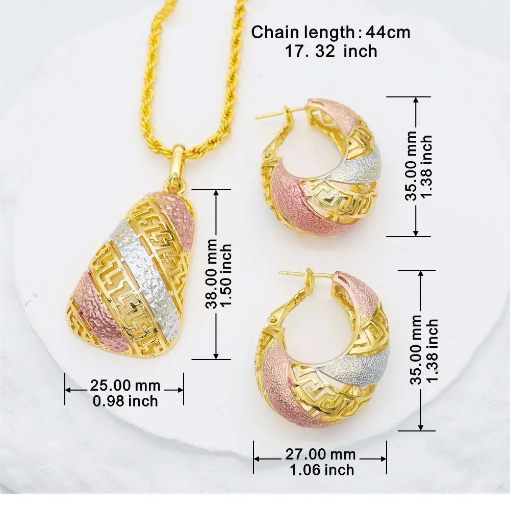 XOTICA Vintage Style Golden Necklace and Earrings Set for Engagement Party Wedding or Middle Eastern Holidays-Fits All Seasons