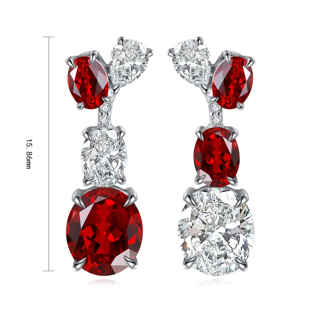 Gemfiori Anster High Quality S925 Lab Grown Ruby Earring Stud Dainty Gemstone Stud Earrings for Women Daily Wear Gift