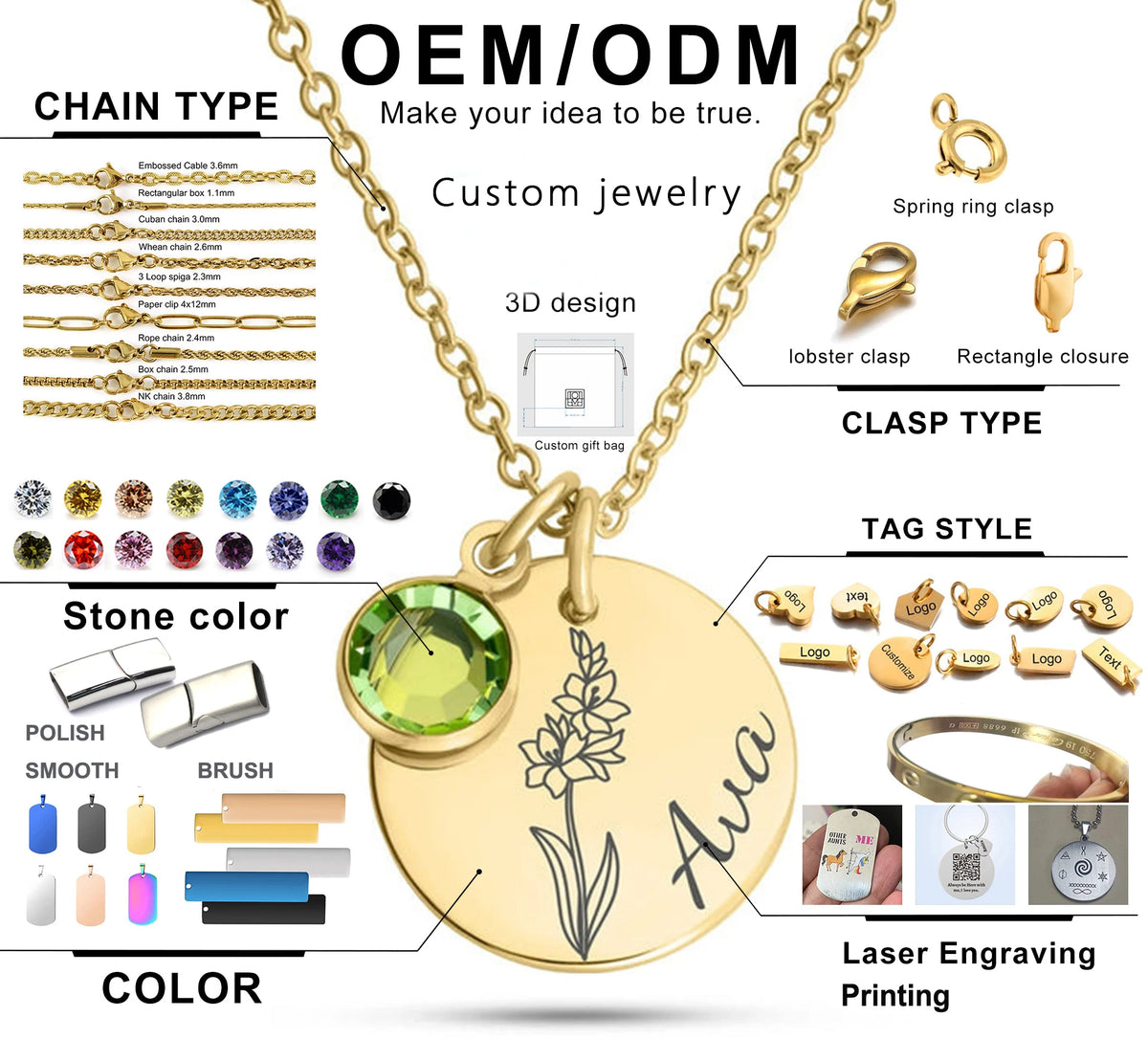 REBEL 18K Gold Plated Stainless Steel Link Chain Necklace for Men Women Black Rose Gold Color Waterproof Jewelry Simple Necklace