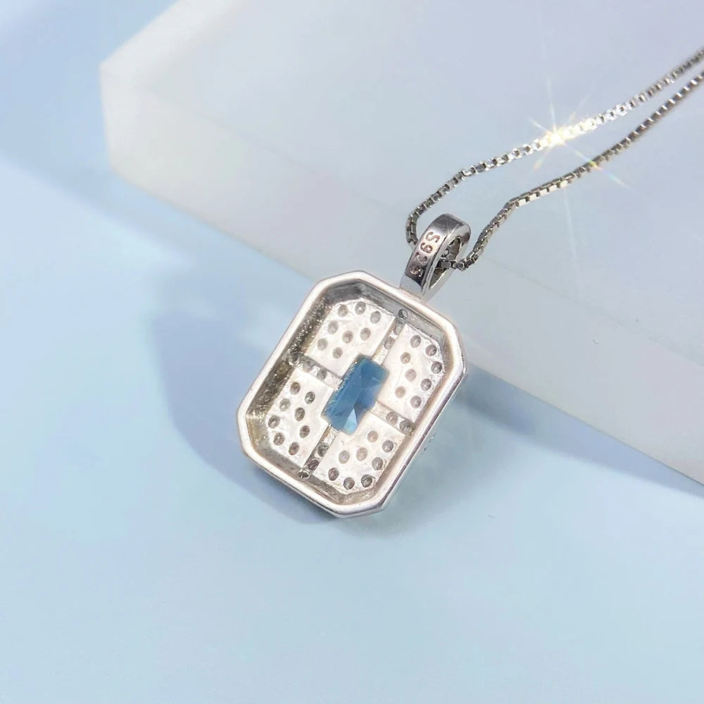 Gioiellieri London Blue Topaz Necklace with Natural Gemstone for Women S925 Sterling Silver Fine Jewelry Healing Crystal Pendant Charm Gift