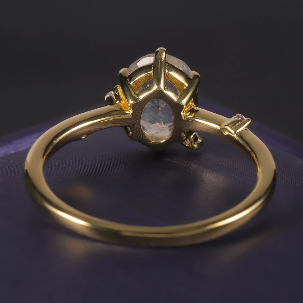 ArtistA OL1041 Abiding Six Prong Faceted Gemstone Milky Blue Moonstone Natural Stone Sterling Silver Wedding Rings