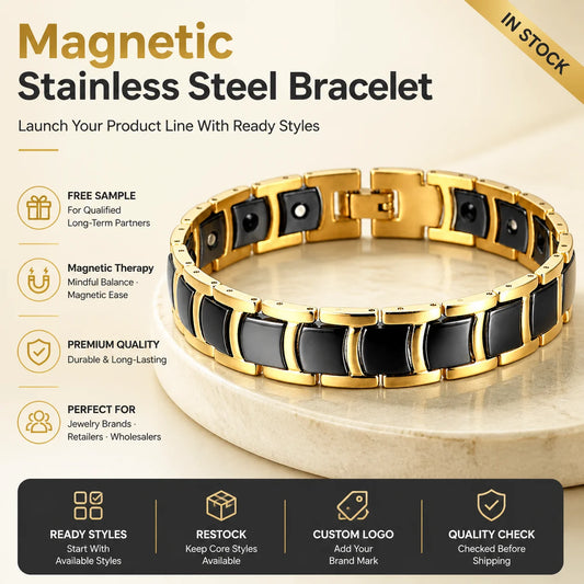 NEWLiFE MAGNETIC NewLife - Magnetic Bracelet with Black Ceramic Links | High Quality Magnetic Jewellery | High Quality Magnetic Jewellery