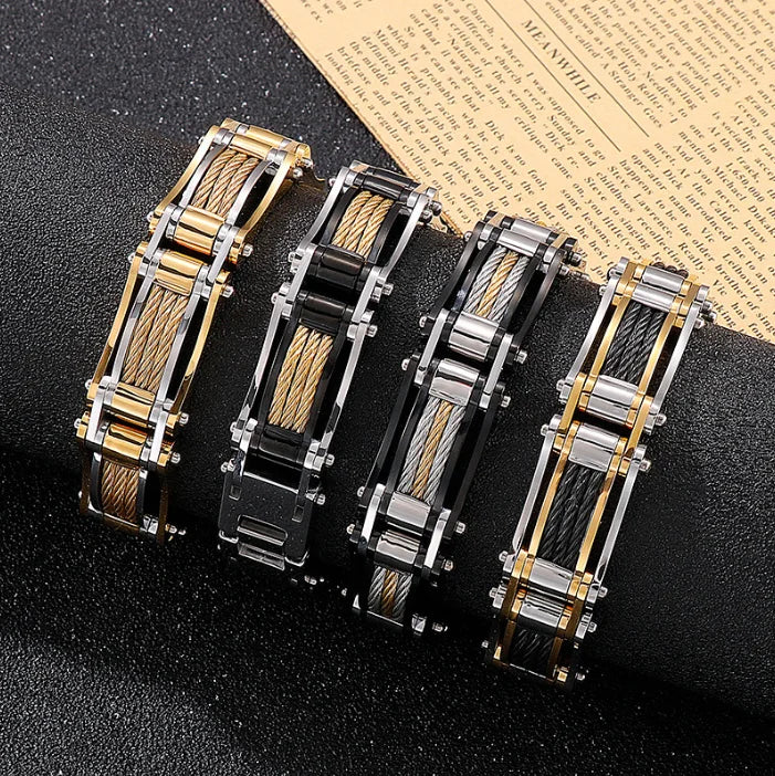 Rock Personality 316L Stainless Steel Bicycle Chain Bracelet Waterproof Sweatproof No Fade Chain Bracelet Fashion Chain Link