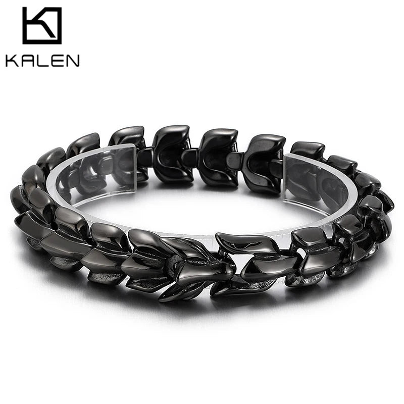 KALEN Personality Trend Vacuum Plating Multi-color Keel Bracelet Men Stainless Steel Jewelry Bracelets Bangles