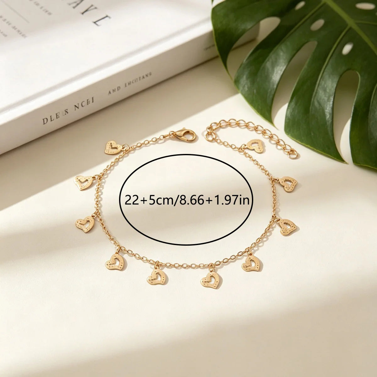 1Pc Stainless Steel Hollow Heart Tassel Anklet for Women Daily Casual & Party Wear