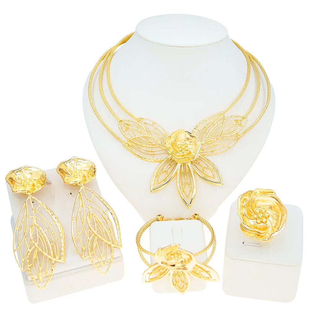 Zhuerrui Italiano Gold Designs Women Jewellery Set Party Fine Costume Jewelry Set Luxury Big Necklace Jewellery Sets X0010130