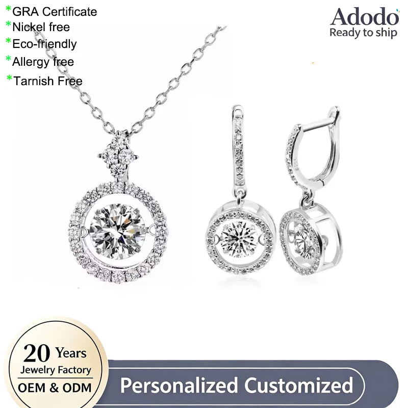 ArtistA Fine Round Cut 1CT VVS1 GRA Dancing Moissanite Earrings Necklace Set 925 Sterling Silver Women Valentines Day Gifts 2026 Jewelry