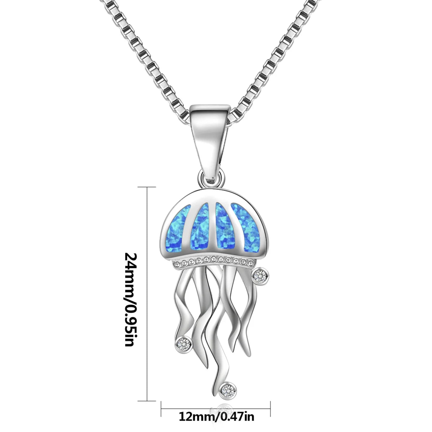 Aobao Jellyfish Necklace, Jellyfish Pendant, Sweater Chain, Opal Necklace