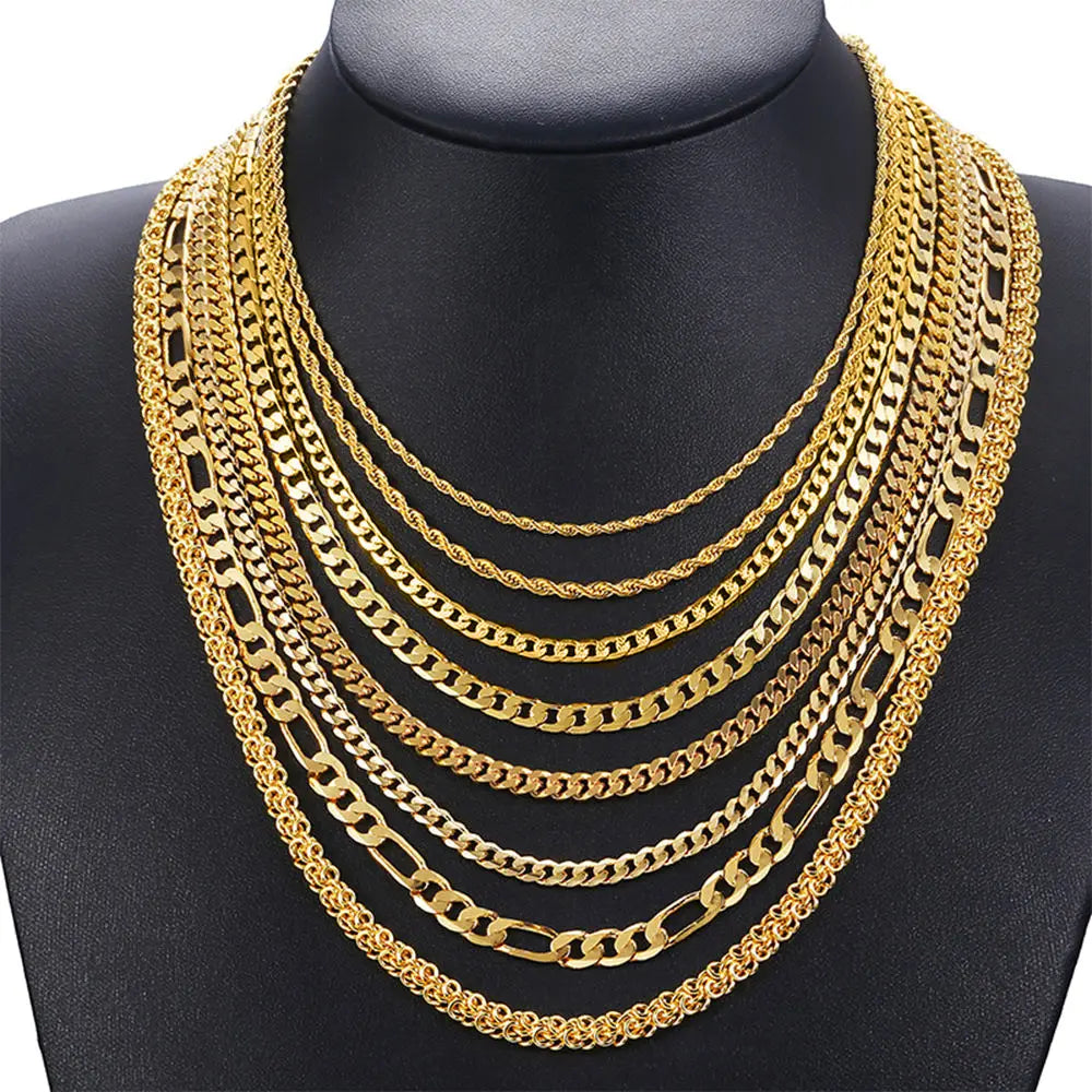 BiG-BOSS Fast Shipping SC Cable Figaro Rope Paperclip Cuban Curb Link Chains Necklace Fine Jewelry 925 Silver Chains for Men Women
