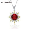 925 Sterling Silver Engagement Round ShapedRed Ruby Gemstones Jewelry Sets Pendant Earring Wedding Two Piece Women Jewelry Sets