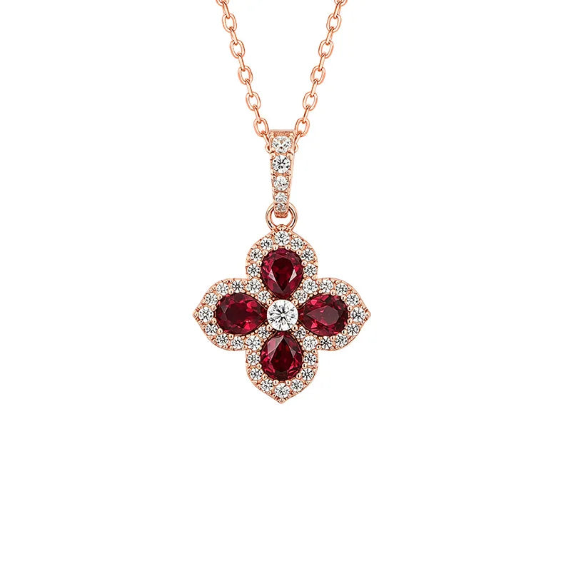 ArtistA 925 Sterling Silver Costum Lab Grown Ruby Necklace Wedding Jewelry Anniversary Gift