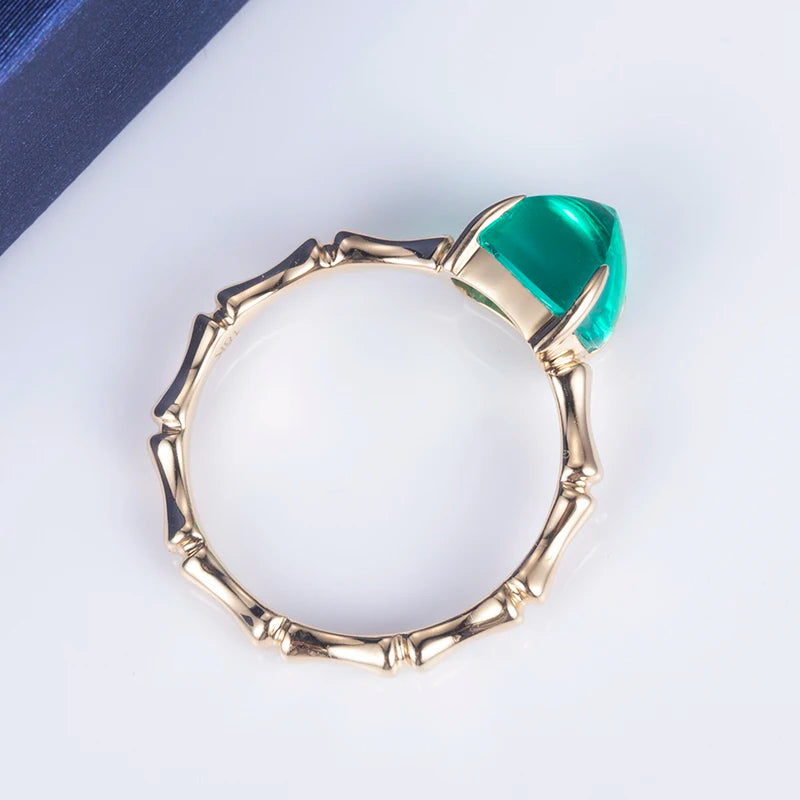 MSR-685 Fashion Designed 18k Gold Engagement Wedding Ring Jewelry Lab Grown Emerald Ring
