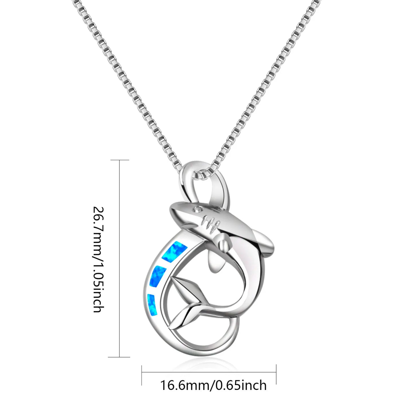TikTok INS Wind Hawaii Beach Explosion Brass Opal Shark Pendant Necklace Cute Style Children's Wholesale Inlaid Charms
