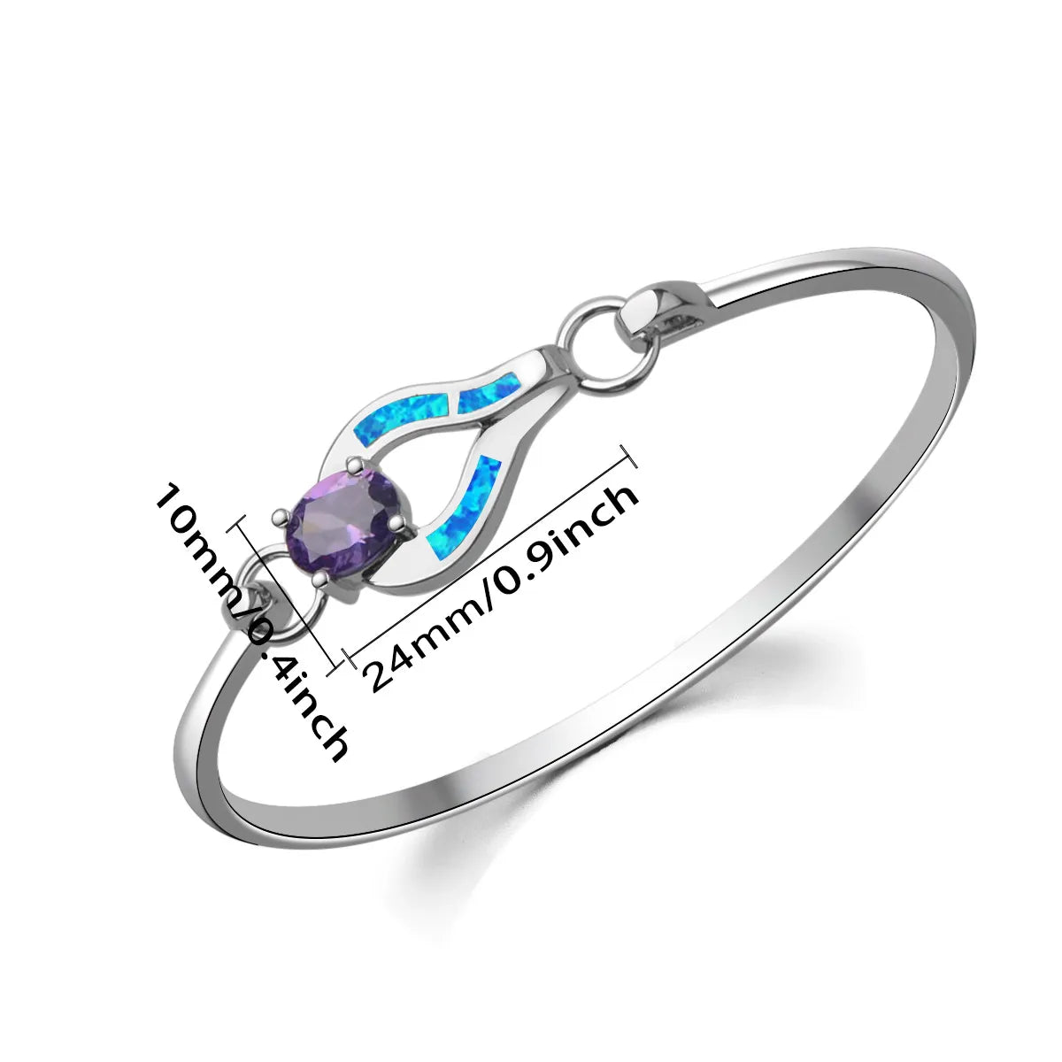 Opal Hawaii Style Blue Square Stripe CuffHeart shape  Bracelet Handmade Cuff Opal Jewelry Wholesale Inlaid with Opal