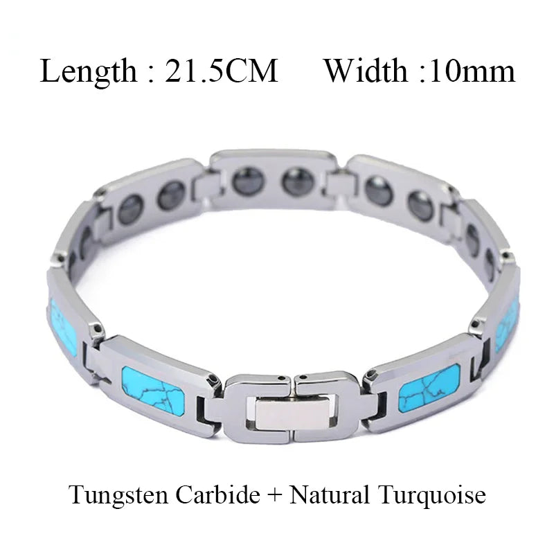 Luxury Hypoallergenic Black Ceramic Natural Blue Opal Bracelets for Men and Women Charm Bangles Tungsten Carbide Jewelry