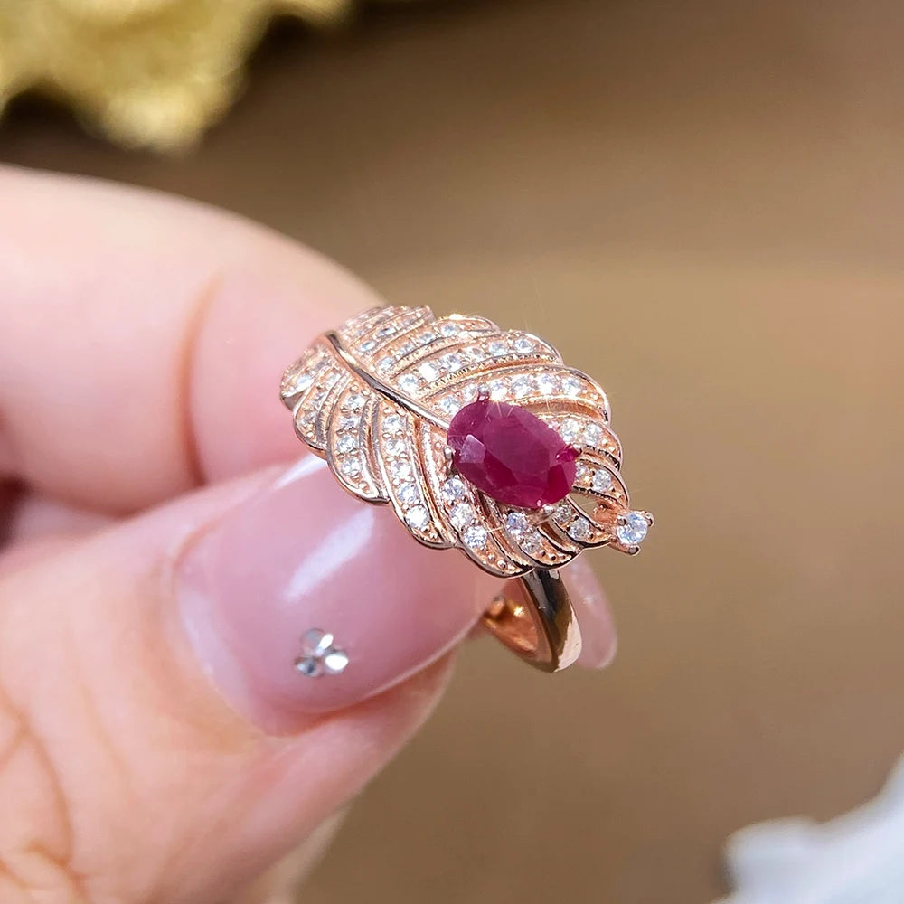 Gioiellieri 925 Sterling Silver Gold Plated Gemstone Ring Natural Ruby Prong Set Certified for Engagement Anniversary Parties Everyday Wear