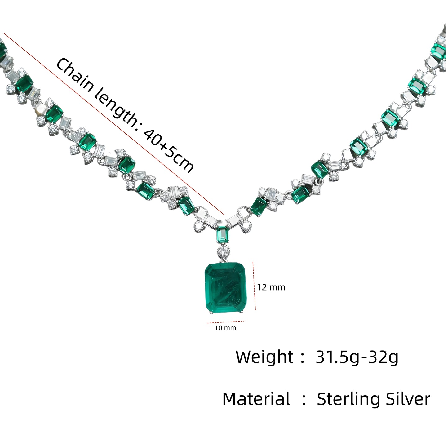 MUSHAN Luxury High Carbon Diamond Musa Green 925 Sterling Silver Pendant Necklace for Party Occasions