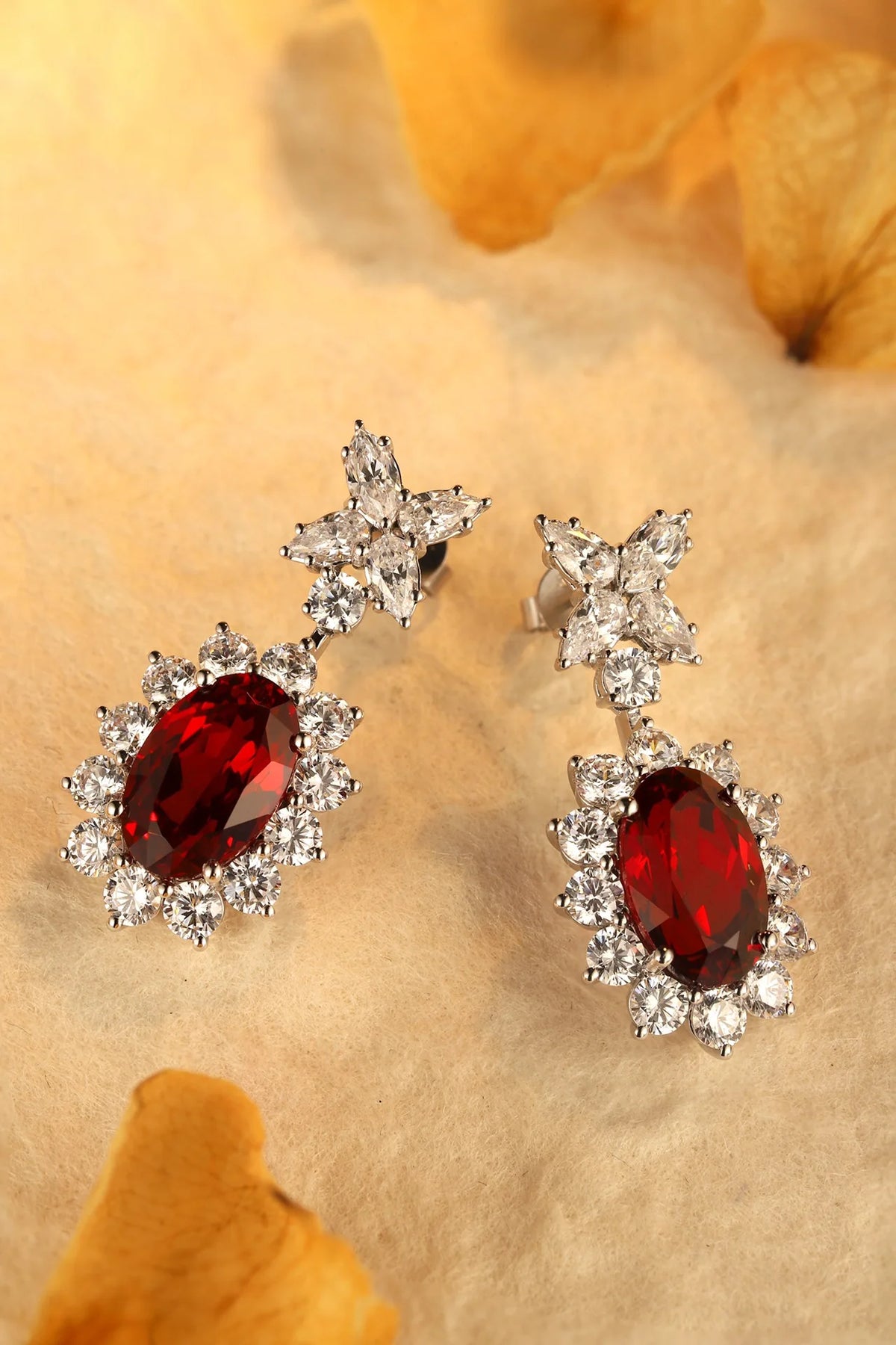 Gemfiori Anster High Quality S925 Lab Grown Ruby Earring Stud Dainty Gemstone Stud Earrings for Women Daily Wear Gift