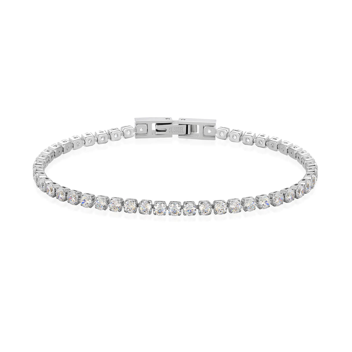 ELEGANZA  14K Real Gold Plated 3mm Cubic Zirconia Classic Tennis Bracelet Jewelry Gift Men 5A CZ Round Fashion Tennis Chain for Women