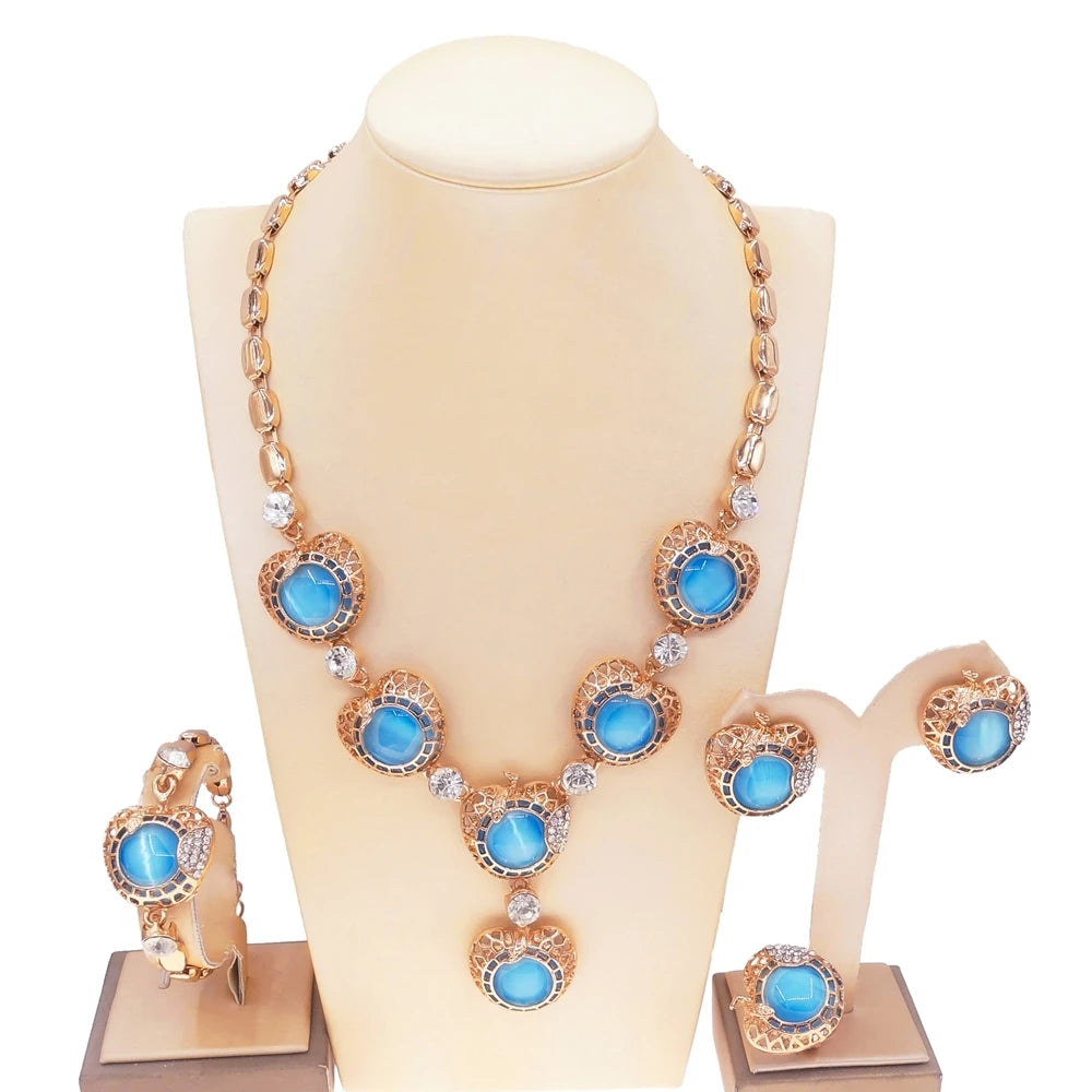 Zhuerrui Very Big Earring Heart I Love You Xoxo Jewelry Sets Tricolor Lovely Women Brazilian Necklace Jewelry Set in Stock