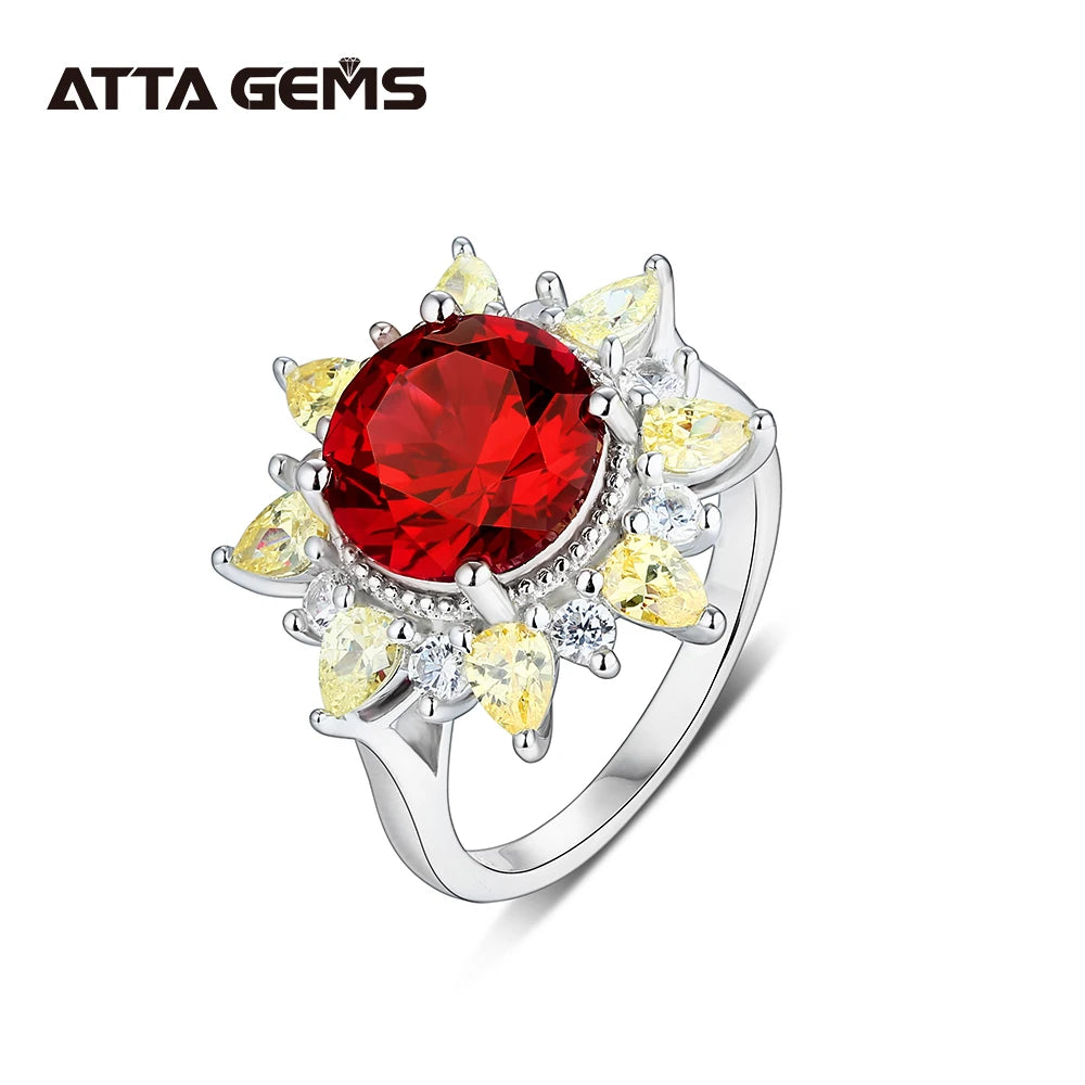 925 Sterling Silver Engagement Round ShapedRed Ruby Gemstones Jewelry Sets Pendant Earring Wedding Two Piece Women Jewelry Sets