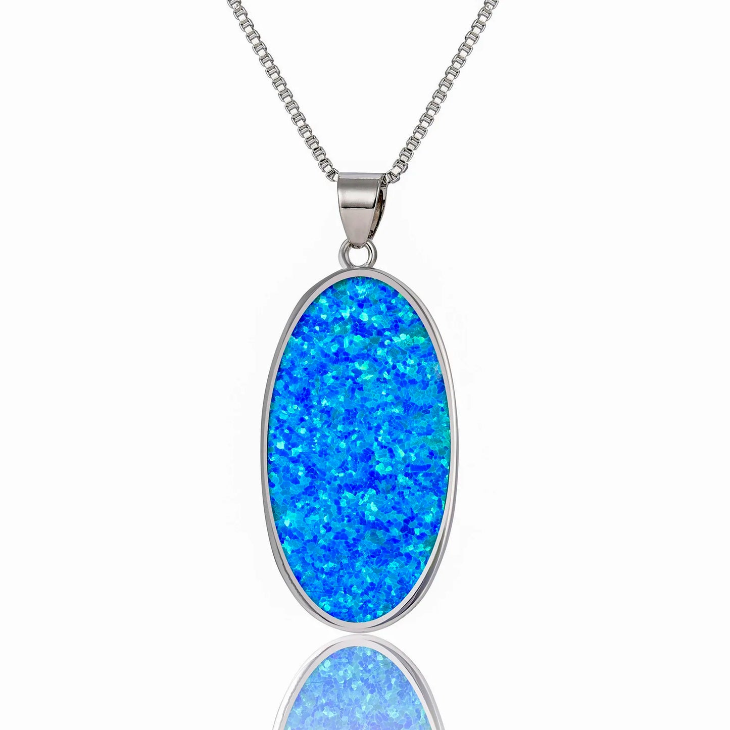 Aobao Gold Plated Opal Necklace Unisex Fashion Daily Casual Wear Jewelry