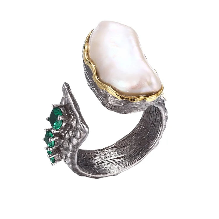 Handmade Freshwater Baroque Pearl Fashion Original Vintage Jewelry Perfect Unisex Rings Daily Wear Jewelry
