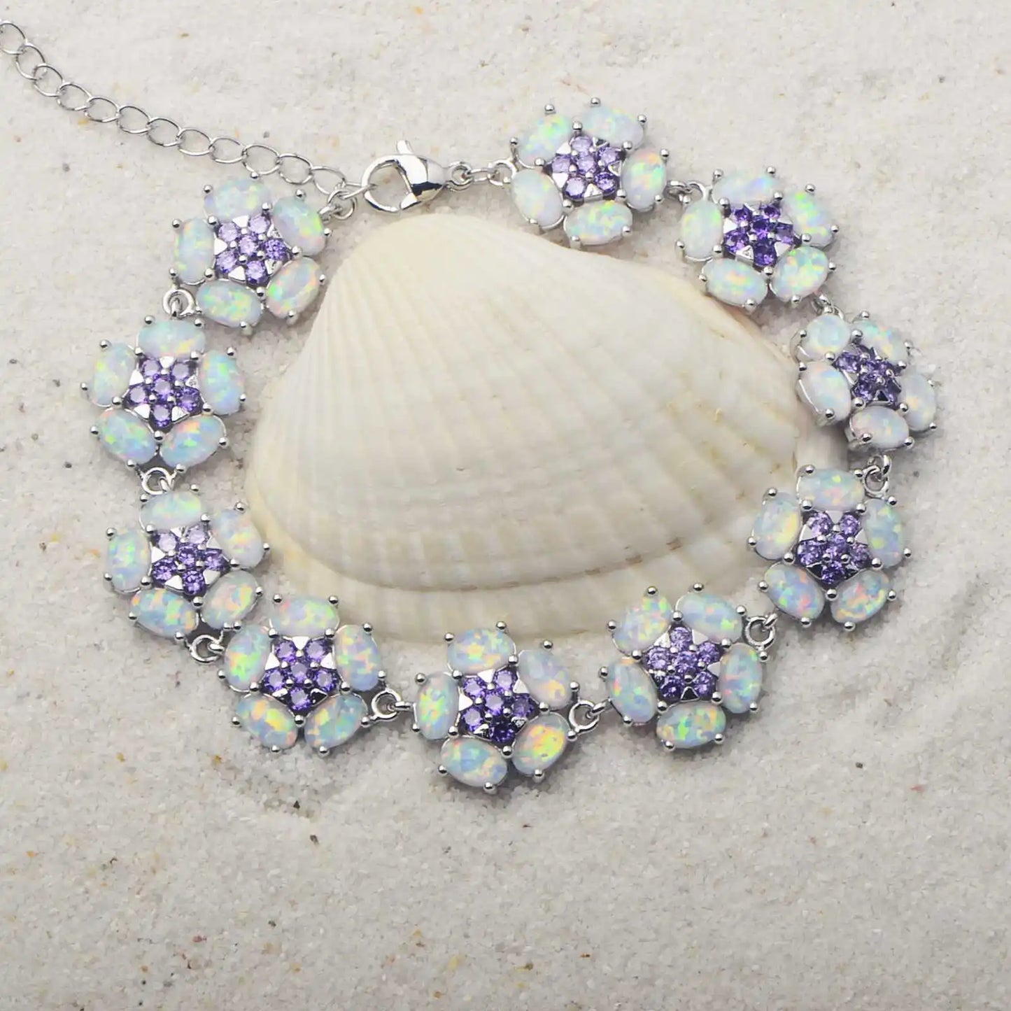 New Women's Xia Wei Flower Beaded Bracelet Opal Trendy Brass Gold-color Plated Jewelry Inlaid Gemstone Fashion Anniversary