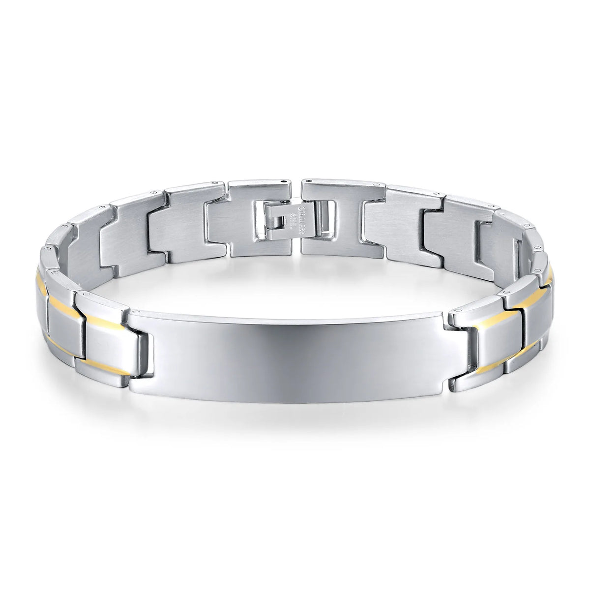 REBEL Fashionable Titanium Steel Black Gold Bent Brand Unisex Customized Stainless Steel Bracelet