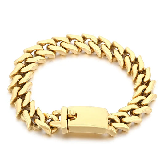 REBEL Polished Fashion Bracelets Men Stainless Steel Trendy Link Bracelet Bangle