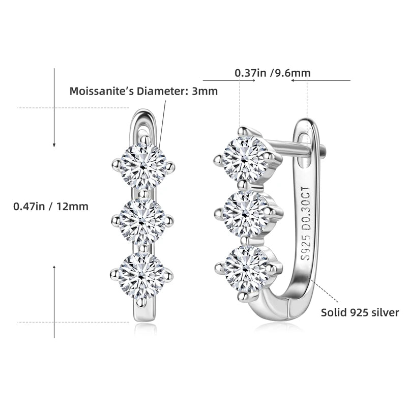 Cute Minimalist Wholesale Jewelry Sets 3mm D VVS1 Moissanite 925 Silver 14K Gold Plated Certified U Shaped Huggies Hoop Earrings
