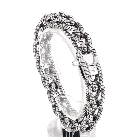 KALEN 220mm Men Punk Stainless Steel Rope Shape Links Bracelet