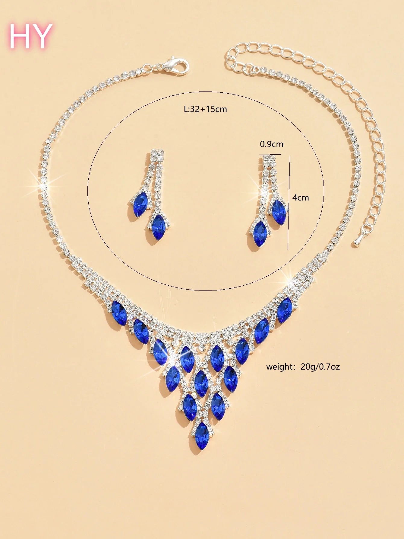 HY  Crystal Claw Chain  Plated Wedding Dress Accessory Set Red Horse Eye Zircon Elegant Necklace Bracelet Earring Gift