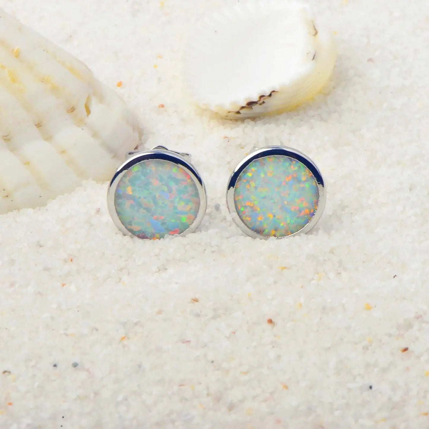 TikTok Trending Brass Blue Opal Pendant Earrings-Dainty Ball Design Perfect Gift for Fashion Girls
