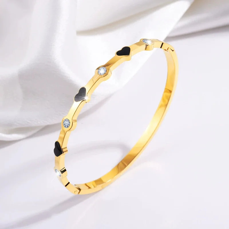 REBEL Stainless Inoxydable Stainless Steel 18K Gold Plated Roman Women Fashion Jewelry Bracelets Bangles